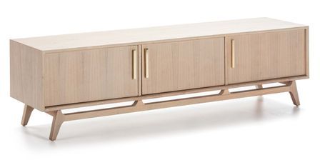 Meuble TV 3 portes bois massif clair 160 cm