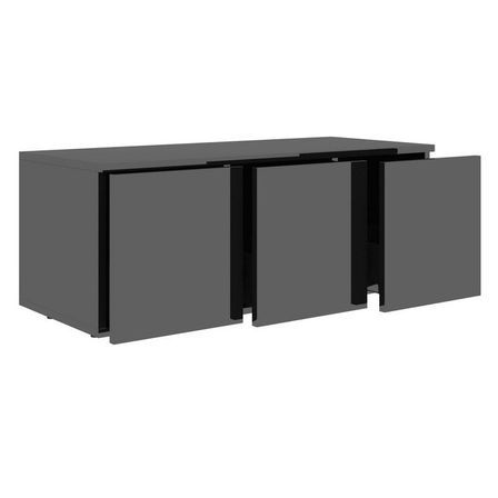 Meuble TV 3 tiroirs bois noir brillant Onic 80 cm