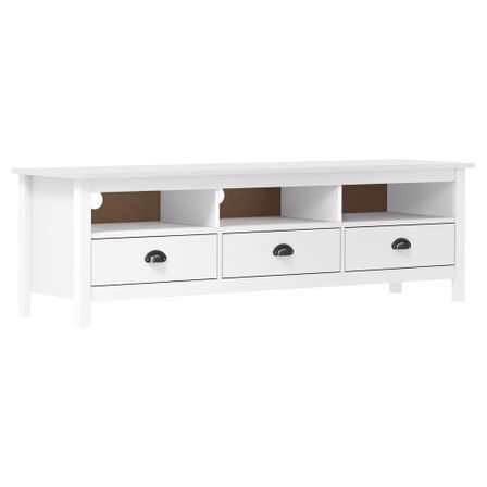 Meuble TV 3 tiroirs Kalexia 158 cm - Bois de pin massif