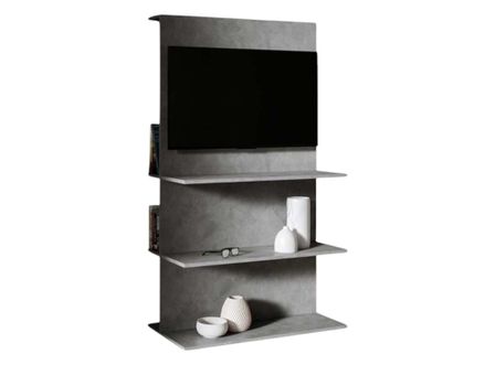 Meuble TV anthracite spatulé avec panneau et sept étagères Lucky L 100 cm