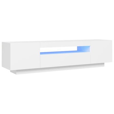 Meuble TV avec lumières LED Blanc 160x35x40 cm