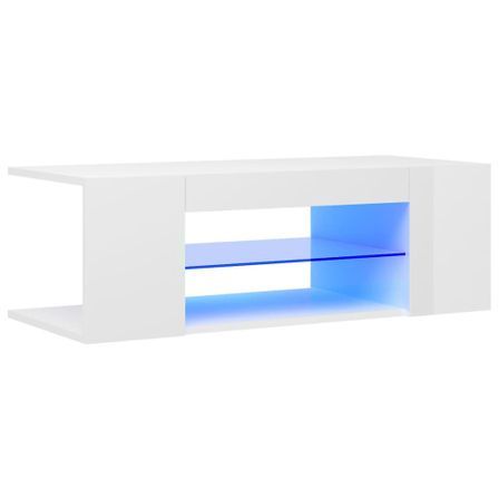 Meuble TV avec lumières LED Blanc brillant 90x39x30 cm