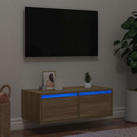 Meuble TV avec lumières LED chêne sonoma 75x35,5x25 cm
