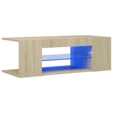 Meuble TV avec lumières LED Chêne Sonoma 90x39x30 cm