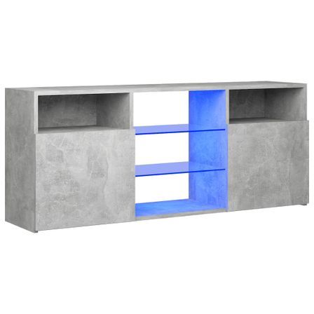 Meuble TV avec lumières LED Gris béton 120x30x50 cm