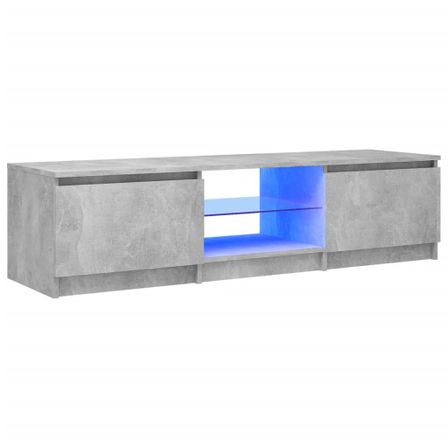 Meuble TV avec lumières LED Gris béton 140x40x35,5 cm