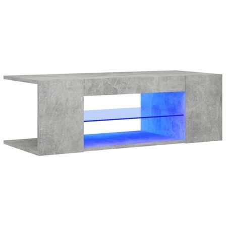 Meuble TV avec lumières LED Gris béton 90x39x30 cm