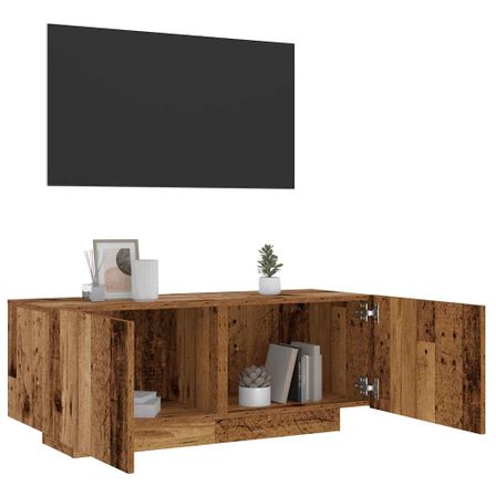 Meuble TV avec lumières LED vieux bois bois d'ingénierie