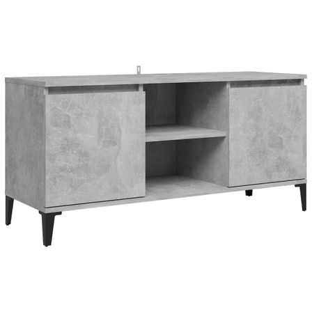 Meuble TV avec pieds en métal Gris béton 103,5x35x50 cm