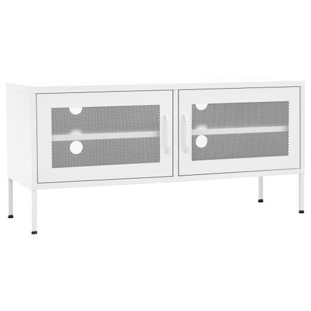 Meuble TV Blanc 105x35x50 cm Acier 2