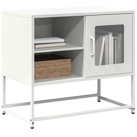 Meuble TV blanc 68x39x60,5 cm acier