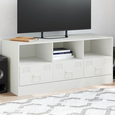 Meuble TV blanc 99x39x44 cm acier