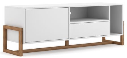 Meuble TV blanc mat et naturel Kozlo 139 cm