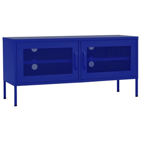 Meuble TV Bleu marine 105x35x50 cm Acier 2