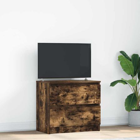 Meuble TV chêne fumé 60x35x54 cm bois d'ingénierie