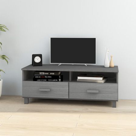 Meuble TV Gris fonce 106x40x40 cm Bois de pin solide