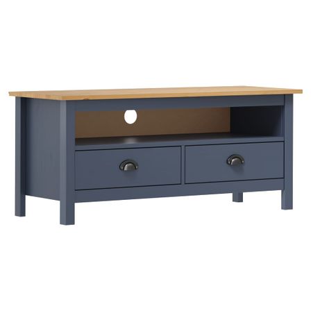 Meuble TV Hill Range Gris 110x40x47 cm Bois de pin solide