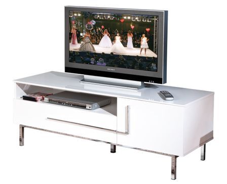 Meuble TV laqué Blanc Deltino