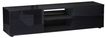 Meuble TV laqué noir 2 portes City