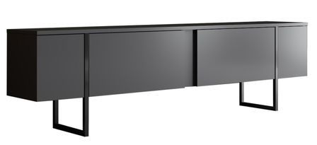 Meuble TV moderne 2 portes battantes en bois et pieds en acier Taky 180 cm