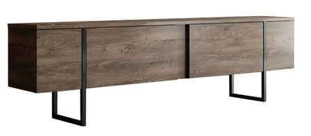 Meuble TV moderne 2 portes battantes en bois et pieds en acier Taky 180 cm