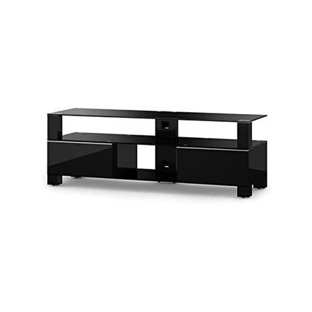 Meuble TV Mood 9140 verre trempé et laqué noir 140 cm