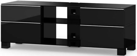 Meuble TV Mood 9240 verre trempé et laqué noir 140 cm