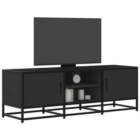 Meuble TV noir 120x35x41 cm bois d'ingénierie et métal