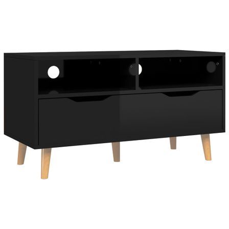 Meuble TV Noir brillant 90x40x48,5 cm Scandy