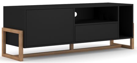 Meuble TV noir mat et naturel Kozlo 139 cm