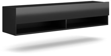 Meuble TV suspendu 1 porte noir Kestane 140 cm