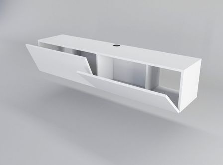 Meuble TV suspendu 2 portes battantes Doky 160 cm