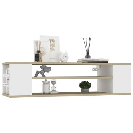 Meuble TV suspendu Blanc/chêne sonoma 100x30x26,5 cm