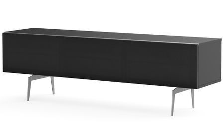 Meuble TV tissu acoustique et mélaminé noir Cairns 160 cm