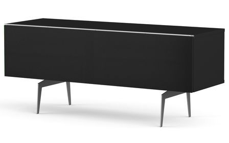 Meuble TV tissu acoustique et mélaminé noir pieds métal Cairns 120 cm