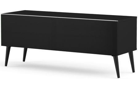 Meuble TV tissu acoustique et mélaminé noir Vasteras 120 cm