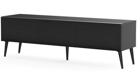 Meuble TV tissu acoustique et mélaminé noir Vasteras 160 cm