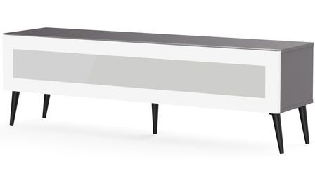 Meuble TV verre infrarouge et mélaminé gris Malmo 160 cm