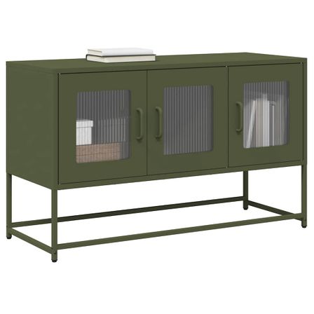 Meuble TV vert olive 100,5x39x60,5 cm acier laminé à froid