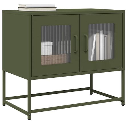 Meuble TV vert olive 68x39x60,5 cm acier laminé à froid