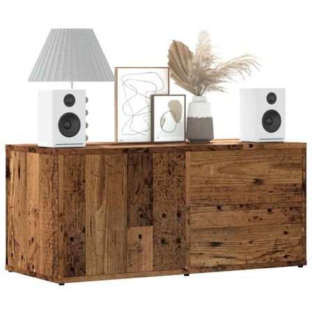 Meuble TV vieux bois 80x34x35,5 cm bois d'ingénierie