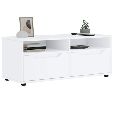 Meuble TV VISNES blanc 100x40x38 cm bois d'ingénierie