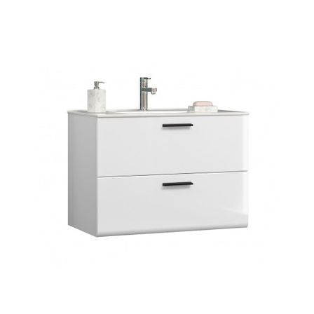 Meuble vasque suspendu blanc 2 tiroirs Randy L 82 cm