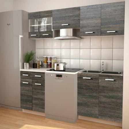 Meubles de cuisine 5 pcs avec hotte Aspect wengé