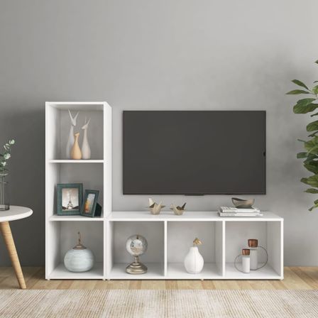 Meubles TV 2 pcs Blanc 107x35x37 cm 2