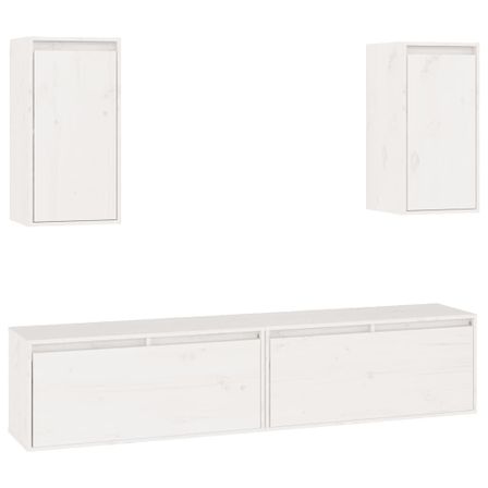 Meubles TV 4 pcs Blanc Bois massif de pin