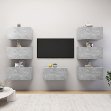 Meubles TV 7 pcs Gris béton 30,5x30x60 cm