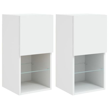 Meubles TV avec lumières LED 2 pcs blanc 30,5x30x60 cm