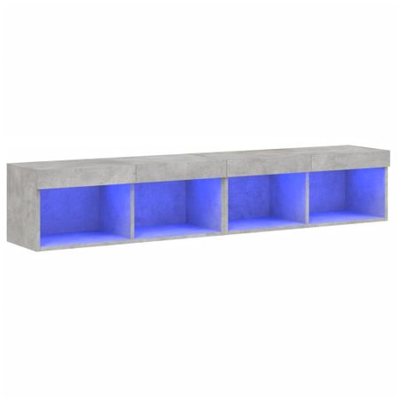 Meubles TV avec lumières LED 2 pcs gris béton 80x30x30 cm