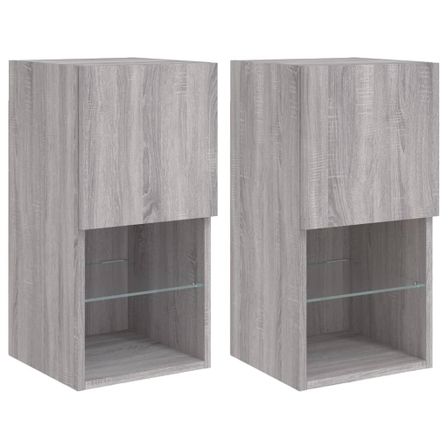 Meubles TV avec lumières LED 2 pcs sonoma gris 30,5x30x60 cm
